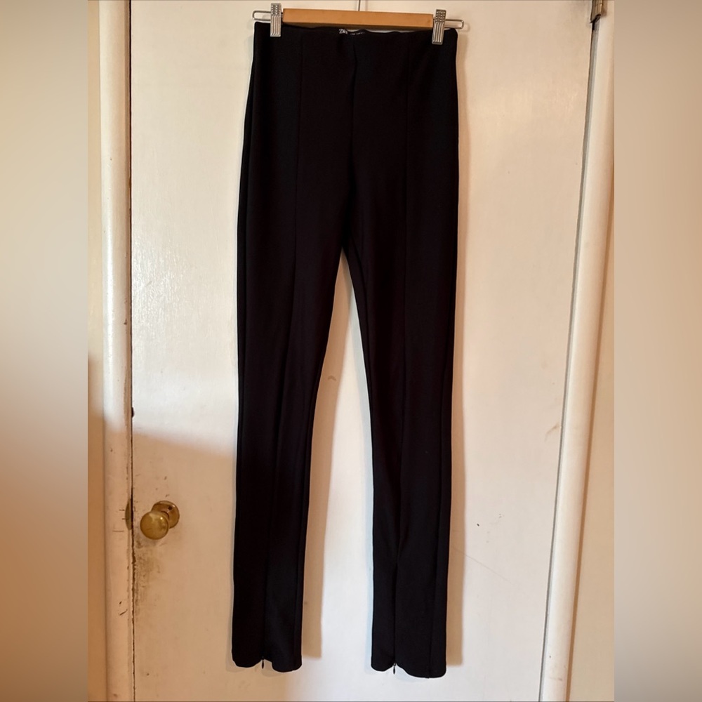 Zara Stretch Ribbed Pants Stretch Pull On Zip Ankle | US Med/Mex 28